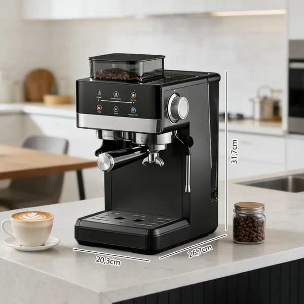 Espressomaschine mit integriertem Mahlwerk und Doppelauslauf