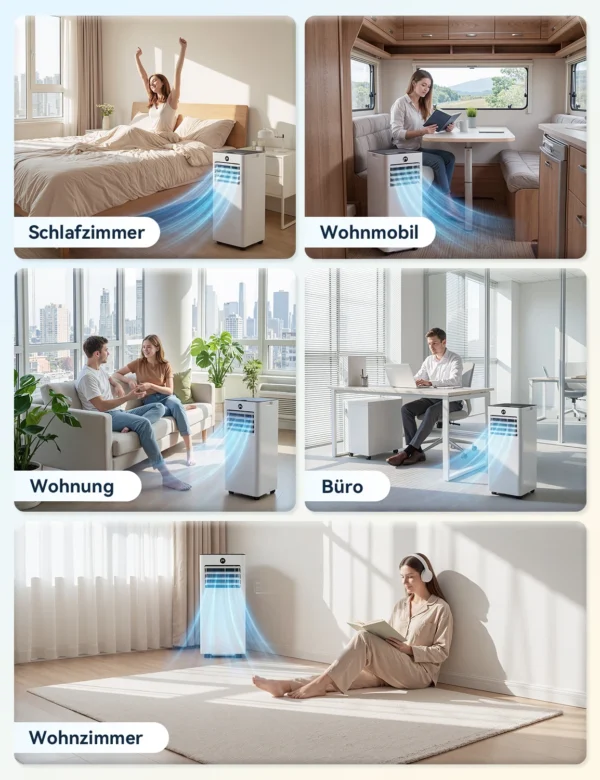 Mobile Klimaanlage mit 9000 BTU, Fenster-Set mit Abluftschlauch
