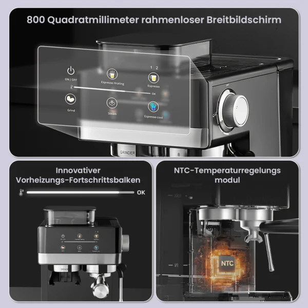 Espressomaschine mit integriertem Mahlwerk und Doppelauslauf