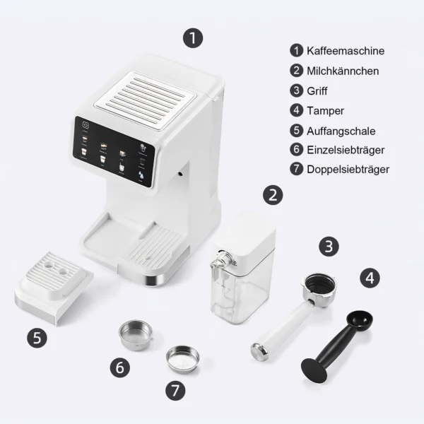 Ae9fcf7e6b8fb4f20aff2a58126b41327V.webp Espressomaschine 20-bar mit autom. Milchaufschäumsystem