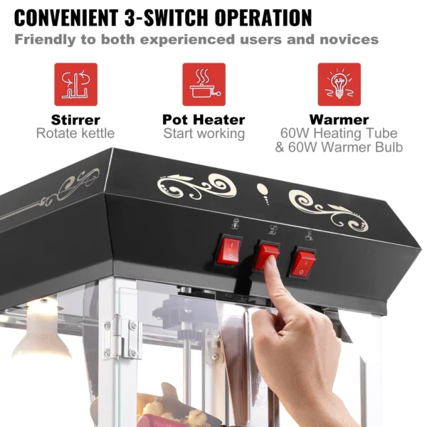 S0bfd53d40f6e4d919c1abb9490cc8d74Q.webp Popcornmaschine 850W mit 8-Unzen-Fassungsvermögen