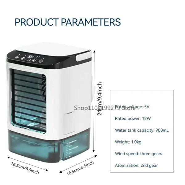 Tragbare Mini-Klimaanlage mit 900 ml Wassertank & Luftkühler