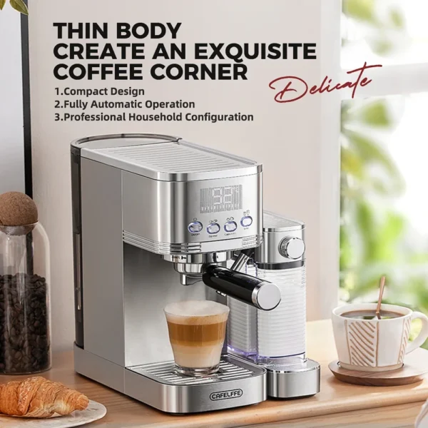 S38b3c13a97e94ddfaceaf19bb5149fff9.webp Kaffeevollautomaten aus Edelstahl 20Bar perfekte Lösung für Cafés