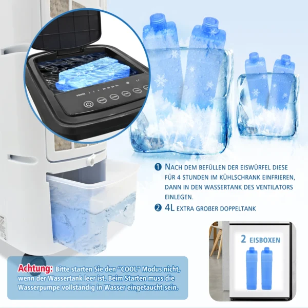 Mobilklimagerät mit Fernbedienung und 4-Liter-Wassertank