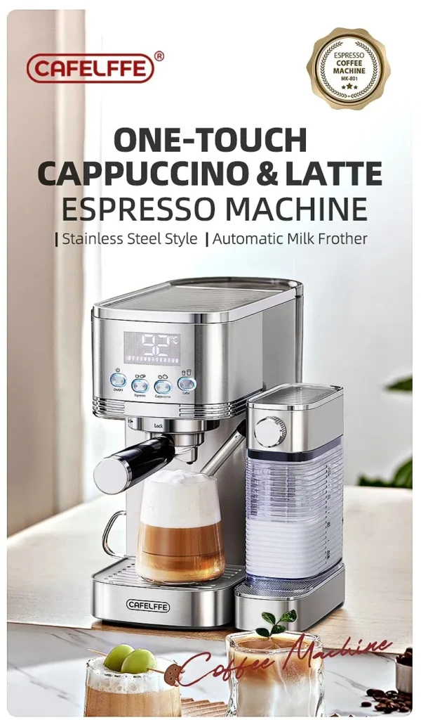 S6b87d44b6e3c46ccb91c5d61977777ecK.webp Kaffeevollautomaten aus Edelstahl 20Bar perfekte Lösung für Cafés