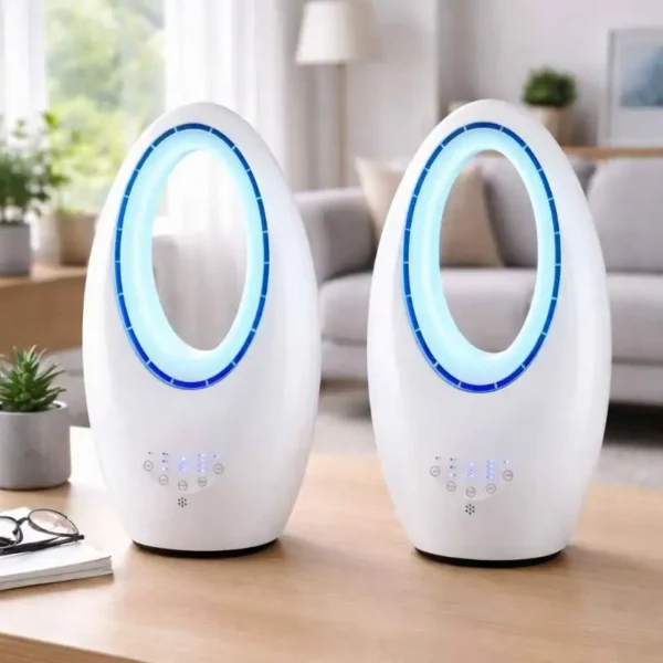 Leiser blattloser Tischventilator mit LED & Fernbedienung
