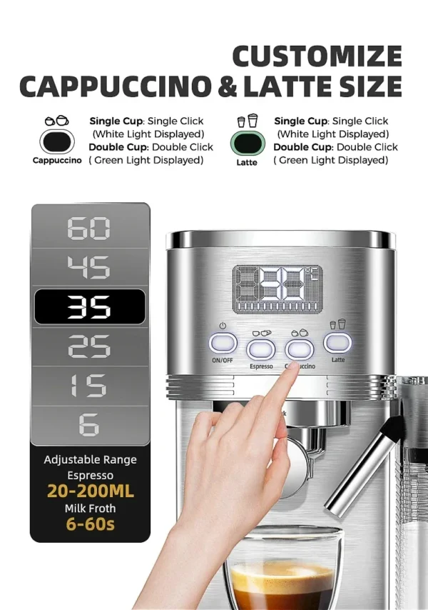 S87368a6a20ea43c9a5dd38113e42a368L.webp Kaffeevollautomaten aus Edelstahl 20Bar perfekte Lösung für Cafés