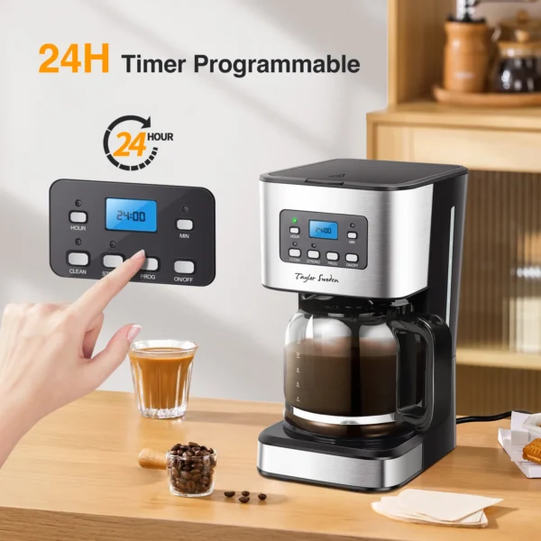S97a5546f31724b0aafd87b3b0b73f6c89.webp Filterkaffeemaschine für 12 Tassen mit Timer und Abschaltautomatik