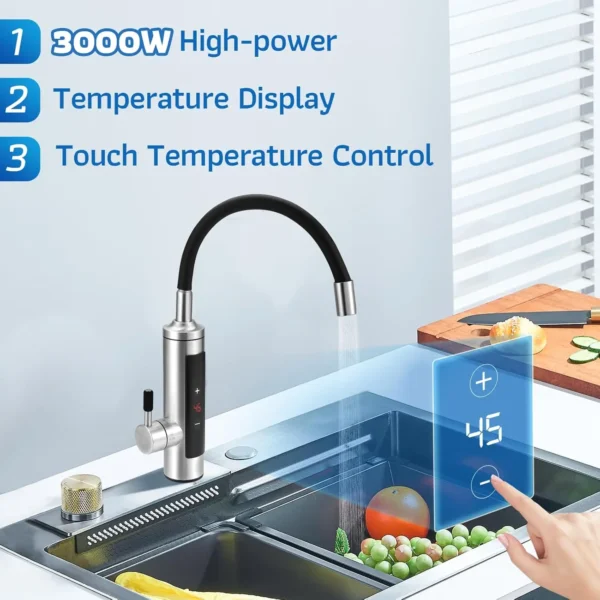 Durchlauferhitzer-Wasserhahn mit Temperaturanzeige