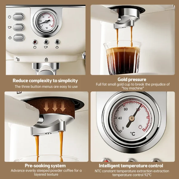Kaffeemaschine 20 bar mit 1,5 l großen Fassungsvermögen