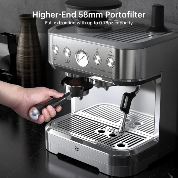 Kaffeemaschine 15-bar mit integr. Mahlwerk & Milchaufschäumer