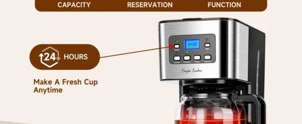 Scf12904d77eb4ae5a5db6a0e4cb7e456q.webp Filterkaffeemaschine für 12 Tassen mit Timer und Abschaltautomatik