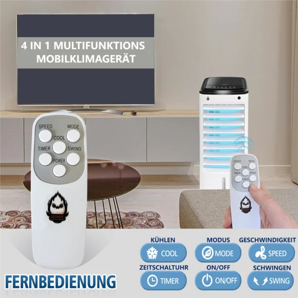 Mobilklimagerät mit Fernbedienung und 4-Liter-Wassertank