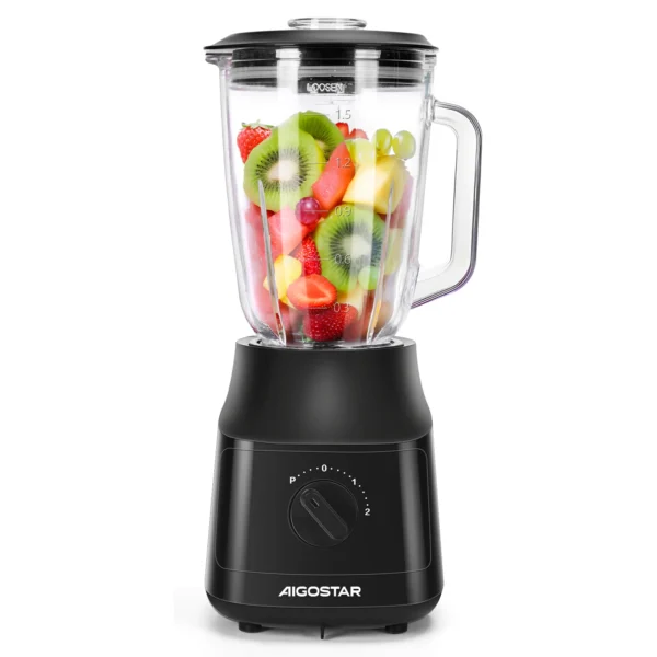 Mixer & Smoothie-Maker mit Titan-Klingen und 1,5-Liter-Glasbehälter Mixer & Smoothie-Maker mit Titan-Klingen und 1,5-Liter-Glasbehälter