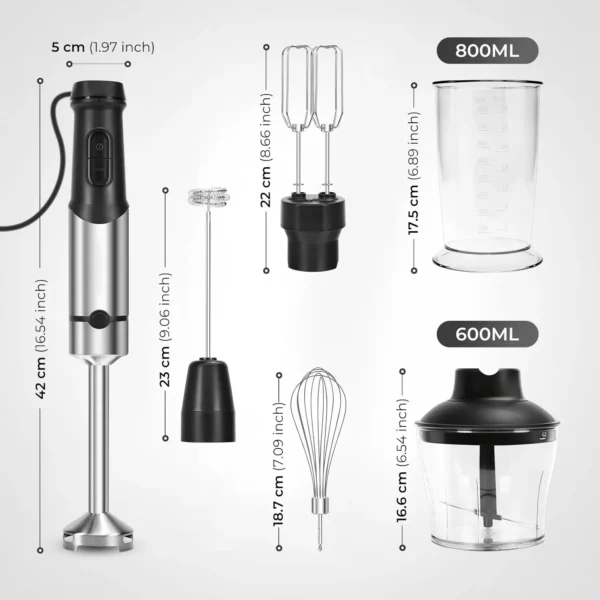 Stabmixer-Set 6-in-1 mit 12 Geschwindigkeitsstufen