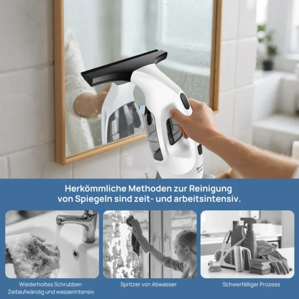 Akku-Fensterwischer 3500 mAh mit 2-in-1 Mikrofasertuch