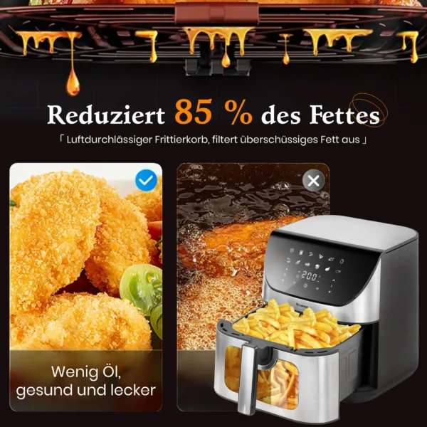 Multifunktions-Heißluftfritteuse 8,5L mit LED-Touch-Steuerung