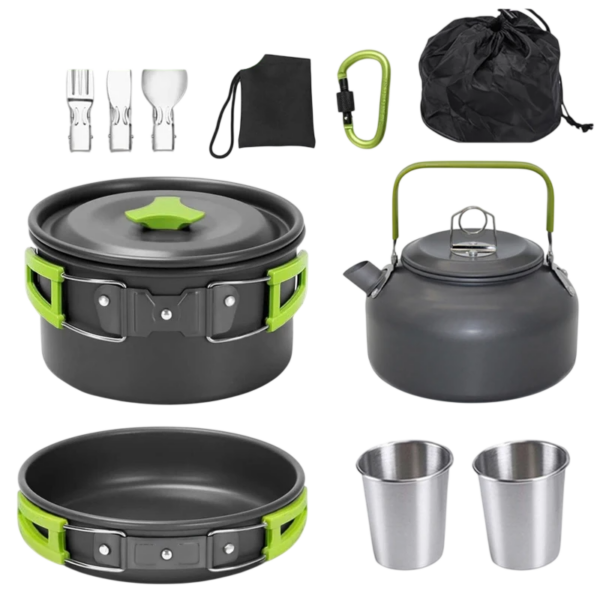 Camping-Kochgeschirr-Set 10-teilig aus Aluminiumlegierung