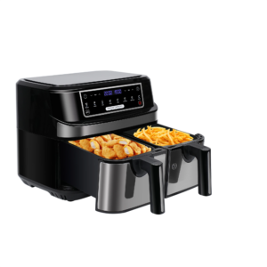 Heißluftfritteuse mit zwei Kammern und 8 Automatikprogramme Heißluftfritteuse mit zwei Kammern und 8 Automatikprogramme