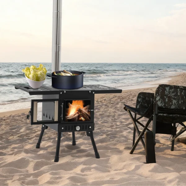 Holzkohle Klappgrill aus Edelstahl für Camping im Freien