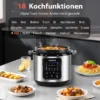 Schnellkochtopf mit digitalen Touchscreen und 6 l Volumen