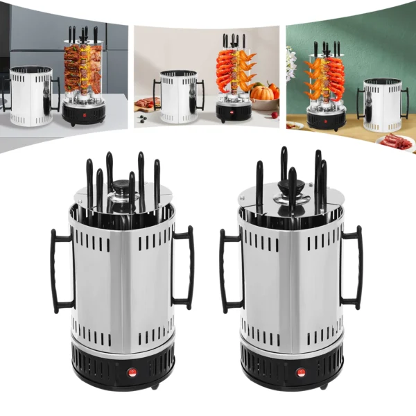 S14487bf7ee6948a485b0802791ac37bf5.webp Elektrogrill (vertikal) aus Edelstahl mit 5/6 Spießen für Kebab