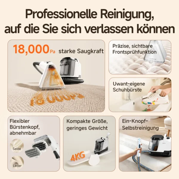 Teppichreiniger selbstreinigend mit Sprühfunktion und Bürste