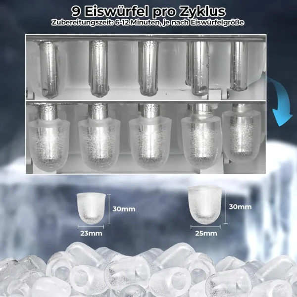 Eiswürfelbereiter aus Edelstahl mit Selbstreinigungsfunktion