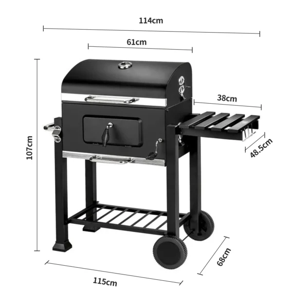 Holzkohlegrill inklusive 2 Grillrosten und Ablagen mit Haken