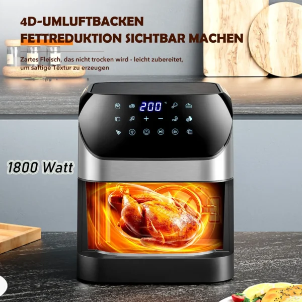 Heißluftfritteuse 8 l mit 10 ölfreie vorprogrammierte Kochmodi