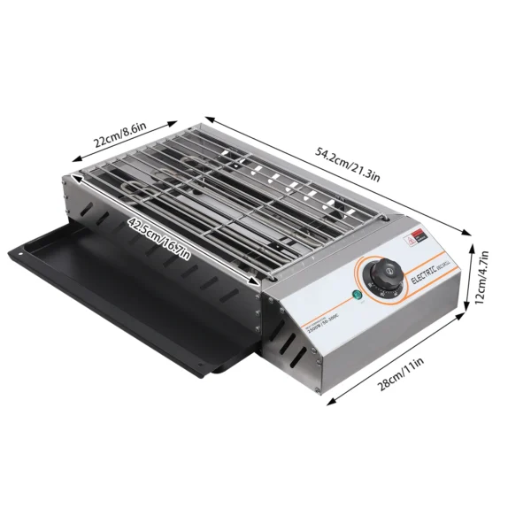 Elektro-BBQ-Grill aus Edelstahl mit einstellbarer Temperatur 2,5 kW