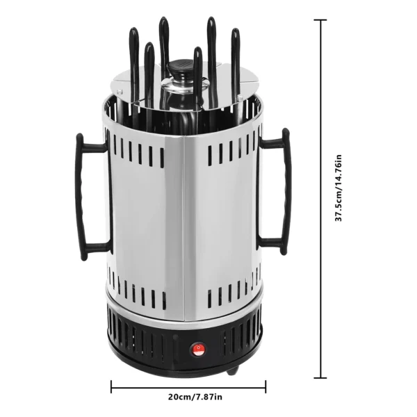 S33345bdb90d3411196c972d582198f30A.webp Elektrogrill (vertikal) aus Edelstahl mit 5/6 Spießen für Kebab