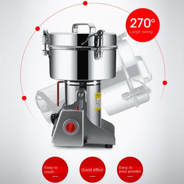Getreidemühle aus Edelstahl mit 800 & 2500g Fassungsvermögen