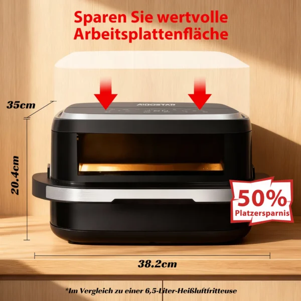 Heißluftfritteuse XL 2200W mit Sichtfenster & Pizzafunktion