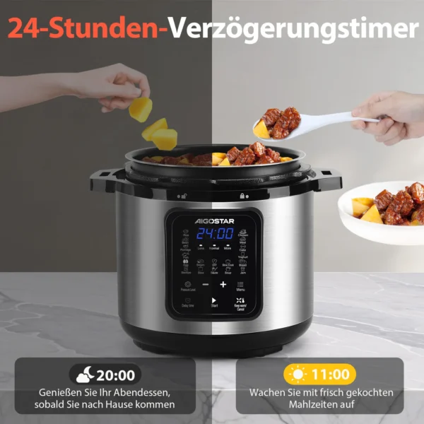 Schnellkochtopf mit digitalen Touchscreen und 6 l Volumen