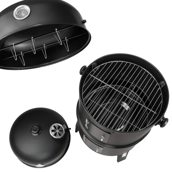 S3f079a001f5044558c9b20fef9e5c8cfx.webp Holzkohle-BBQ Smoker Grill 3in1 mit 45 cm Ø