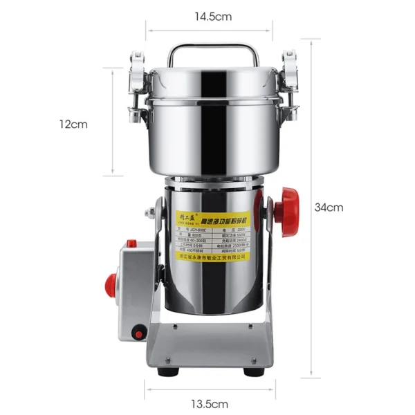 Getreidemühle aus Edelstahl mit 800 & 2500g Fassungsvermögen