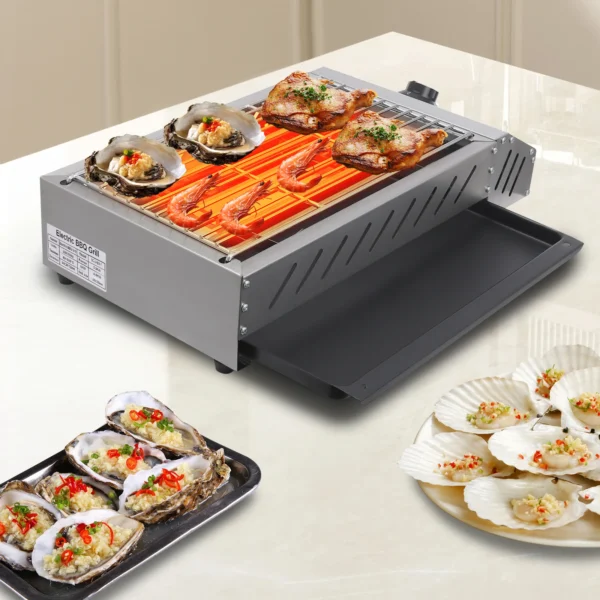 Elektro-BBQ-Grill aus Edelstahl mit einstellbarer Temperatur 2,5 kW