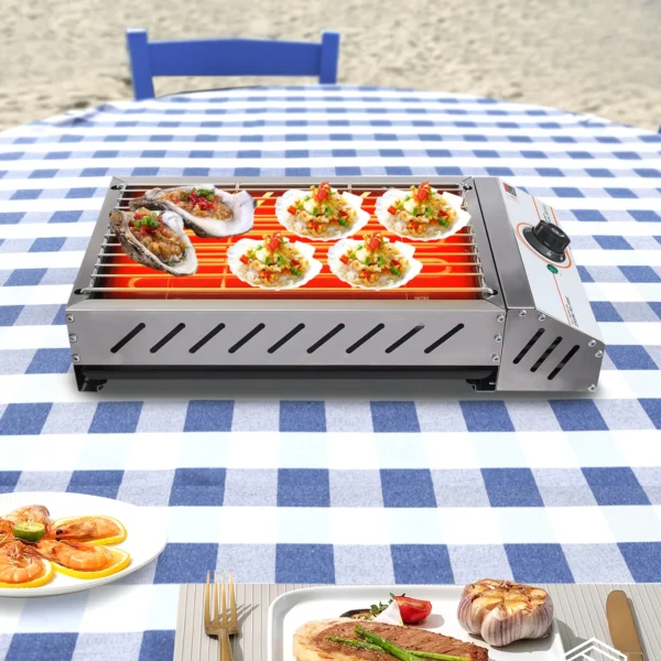 Elektro-BBQ-Grill aus Edelstahl mit einstellbarer Temperatur 2,5 kW