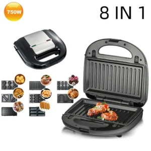 Sandwichmaker mit Wechselplatten – 8in1 Waffel- & Donut-Grill