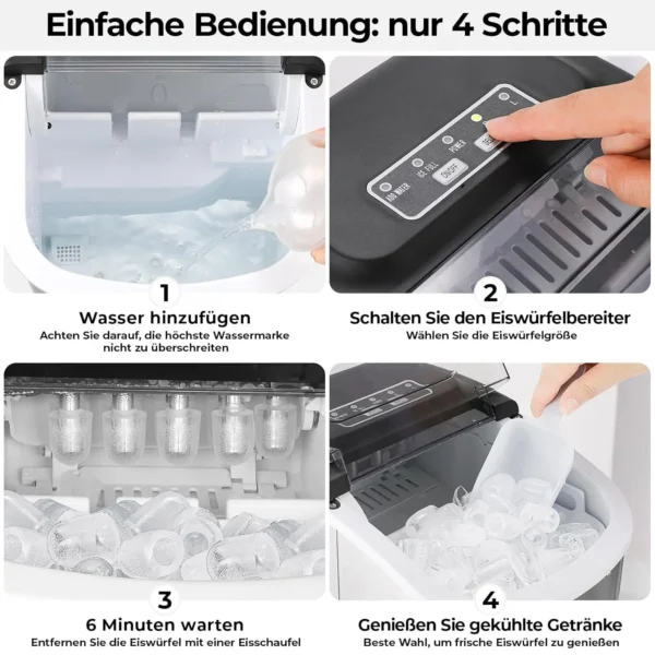 Eiswürfelbereiter aus Edelstahl mit Selbstreinigungsfunktion