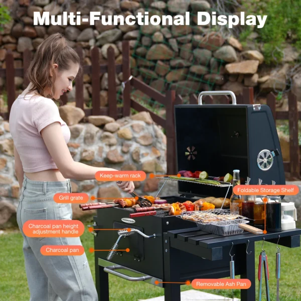 S727b5567b37a44348782dfd3205b456fw.webp Holzkohlegrill-Set mit Warmhalterost und Thermometer