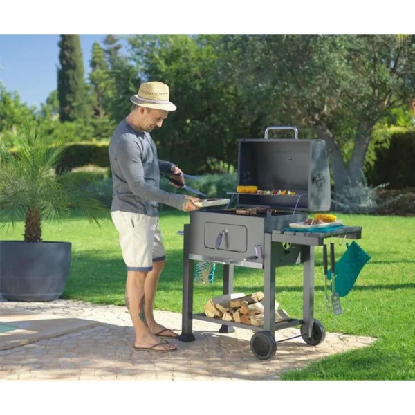 Holzkohlegrill inklusive 2 Grillrosten und Ablagen mit Haken