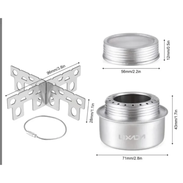 Spiritus-Campingkocher aus Aluminium mit Deckel