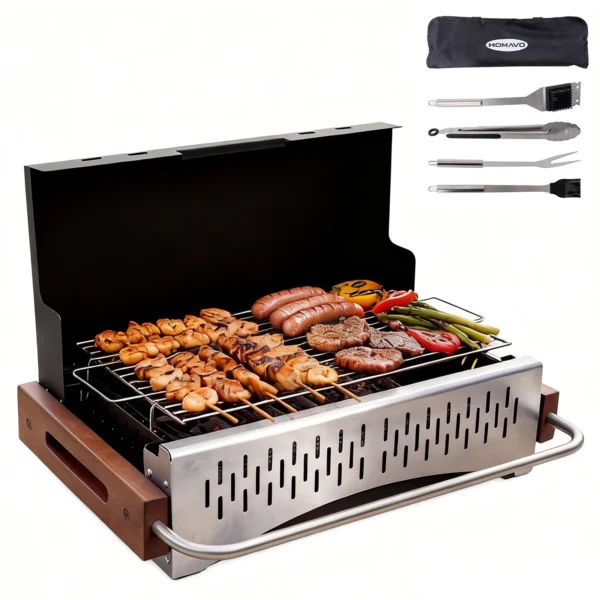 Kompakter Holzkohlegrill für den Außenbereich