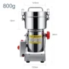 Getreidemühle aus Edelstahl mit 800 & 2500g Fassungsvermögen