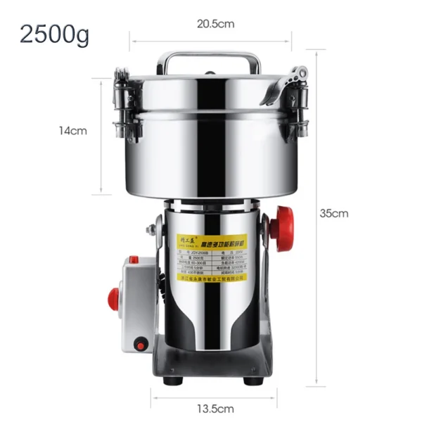 Getreidemühle aus Edelstahl mit 800 & 2500g Fassungsvermögen