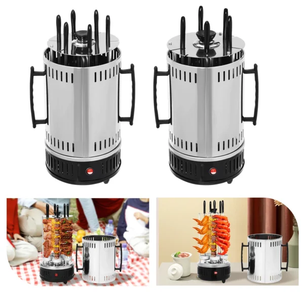 Sac702182b849468f90e3c4bf374dba01A.webp Elektrogrill (vertikal) aus Edelstahl mit 5/6 Spießen für Kebab