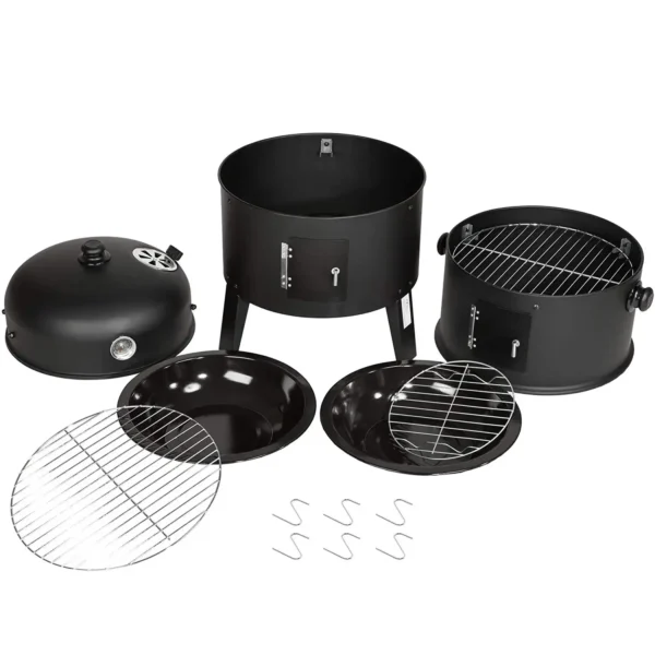 Sba6f173b8e494c22806836f1a8c8addah.webp Holzkohle-BBQ Smoker Grill 3in1 mit 45 cm Ø