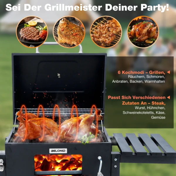 Sbabfb802fd60491cbe402fa56e12ccf7i.webp Holzkohlegrill-Set mit Warmhalterost und Thermometer